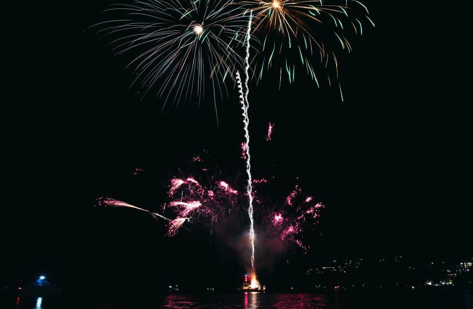 Fireworks lit up the sky over Queenstown later in the night. Photo: Rhyva van Onselen 