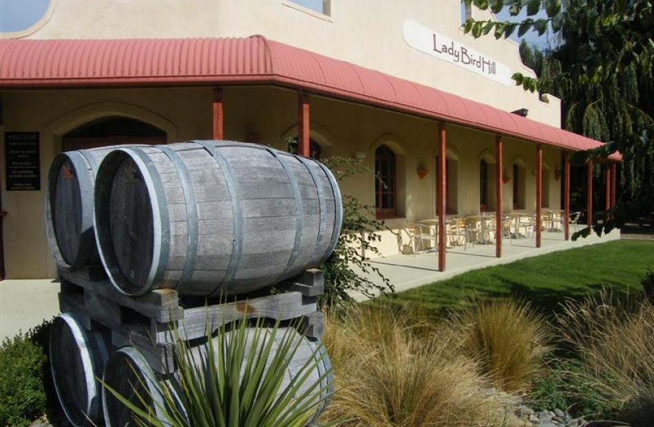The Ladybird Hill Cafe, Restaurant and Winery complex sits in spacious grounds at Omarama.