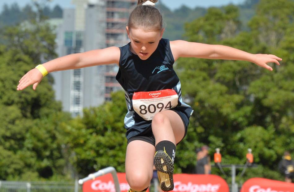 Ava Grant (Remarkable Runners) competes in the girls grade 8 long jump.