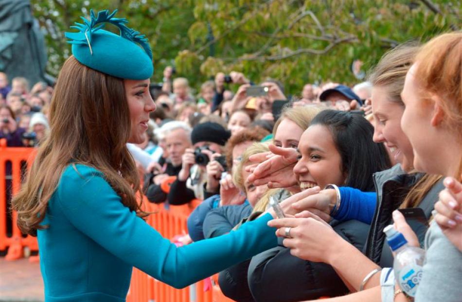 The Duchess of Cambridge greets well-wishers in the Octagon. Photo by Gerard O'Brien