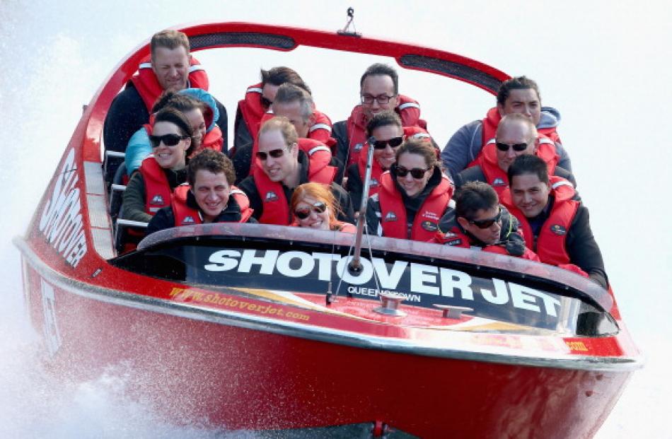 The royal couple on the Shotover Jet.  (Photo by Chris Jackson/Getty Images)