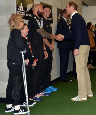 William meets rugby sevens player DJ Forbes and All Black Ben Smith, watched by Sophie Newbold ...