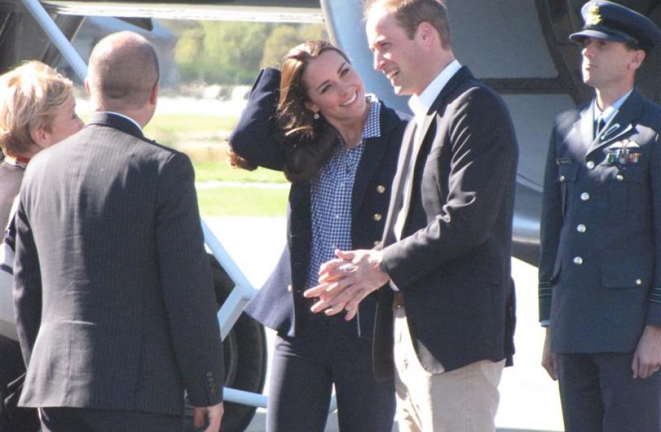 The Duke and Duchess of Cambridge are welcomed to Queenstown by Mayor Vanessa van Uden and her...