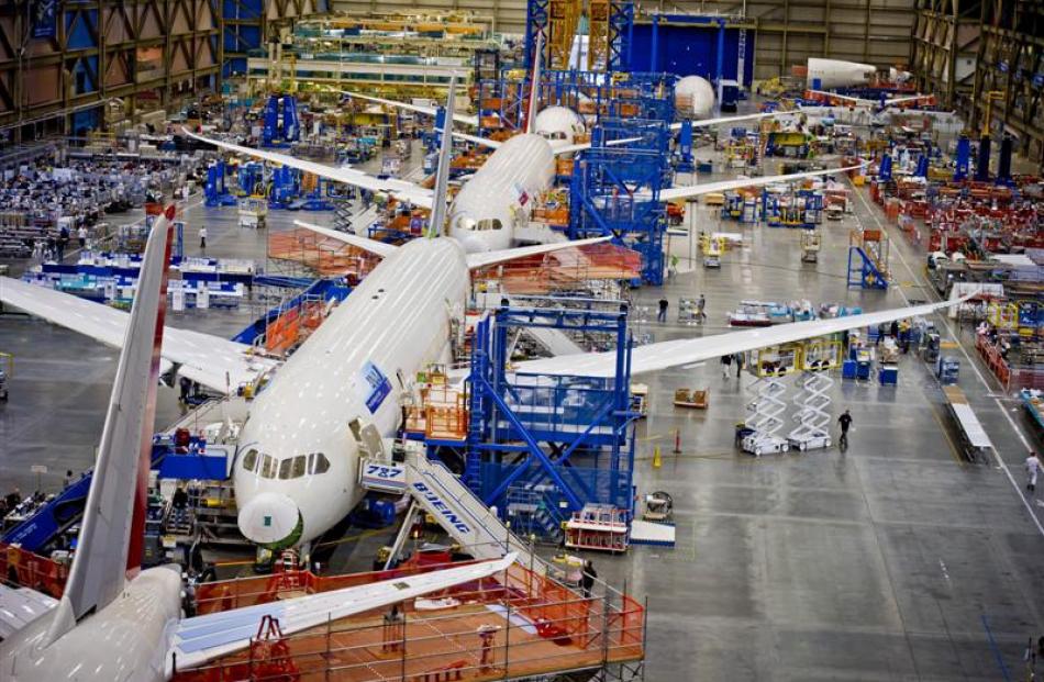 The 787 Dreamliner production line is as big as they come. Photo by Boeing.