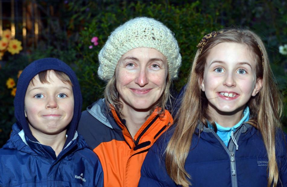 Ned Bell-Bloom (6), Brigid Bloom and Pippa Bell-Bloom (8), all of Dunedin.