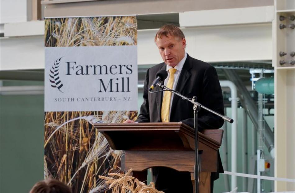 Farmers Mill chairman Murray Turley speaks at the official opening of the mill in May last year....