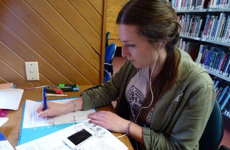 Samantha Trevathan studies for an exam.