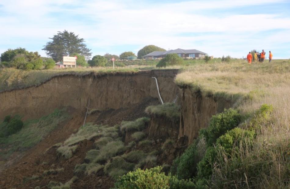 The collapse exposed a sewerage pipe which has burst, and sewage is now seeping into the sea.