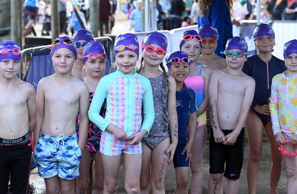 Swimmers line up for their event. 