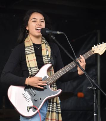 The Burberry Scarves lead singer and Otago Girls’ High School pupil Maya Satake, 17, entertains...