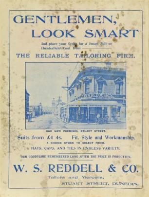 An advertisement for W.S. Reddell & Co. from Roslyn Review, March 1910. Photo from Hocken...