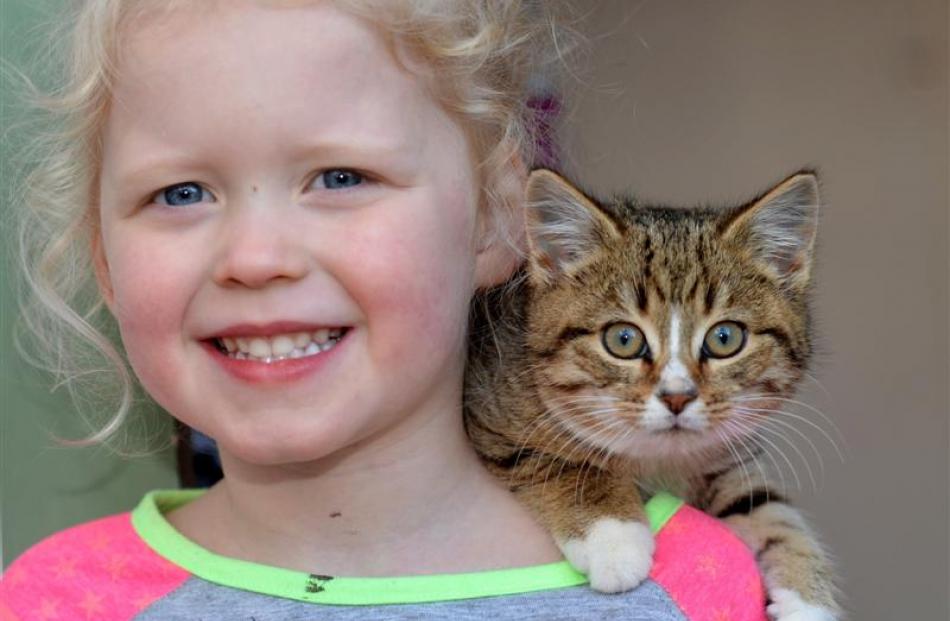 Gabby McGowan (4), of Mosgiel, with Lucy.
