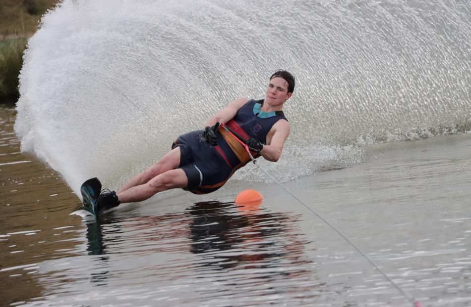 Daniel Joint (John McGlashan College) shows his form during the Otago-Southland water-skiing...