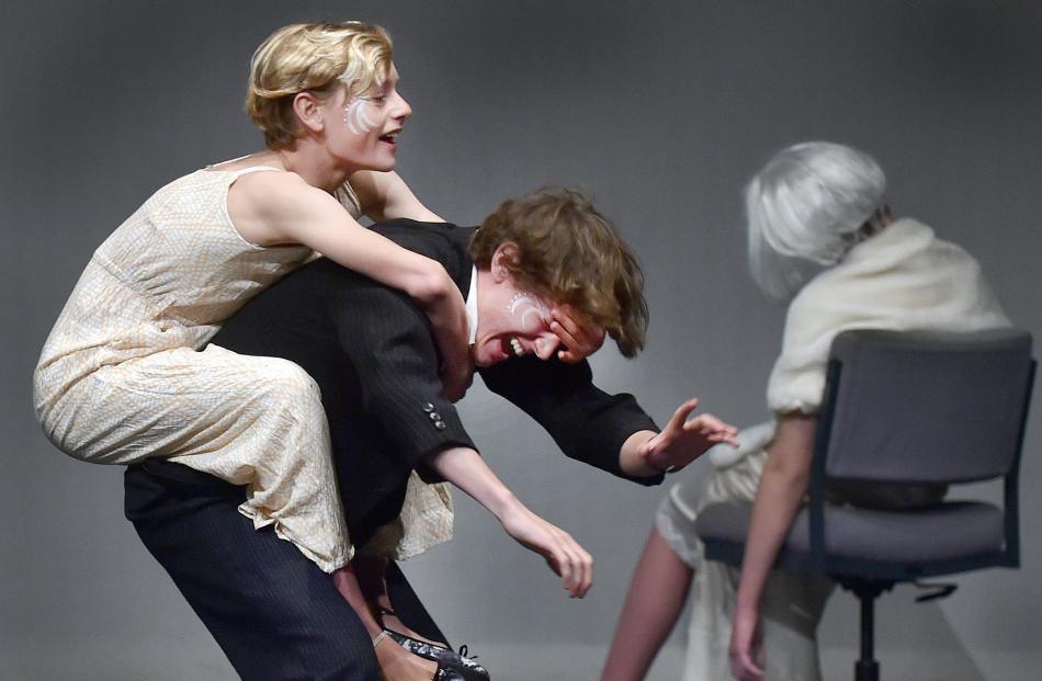 King’s High School pupils Gregor Watts (left), as Helena, and Harvey Rawlings, as Demetrius,...