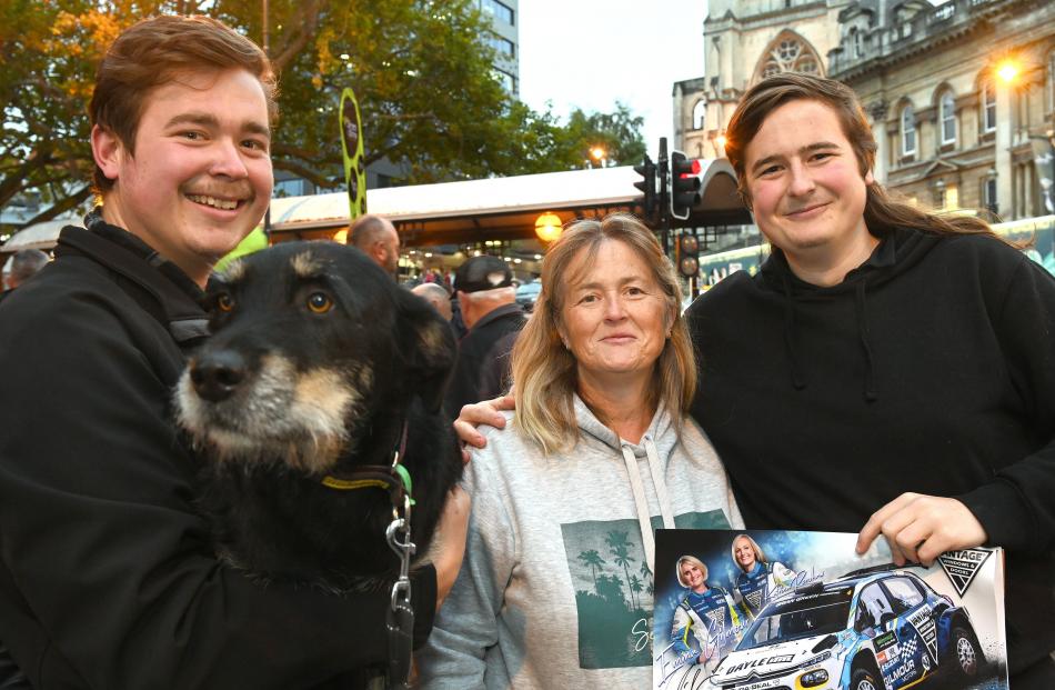 Jan Francis and her sons Aiden (holding dog Isa) and Bradley Francis, all of Dunedin.