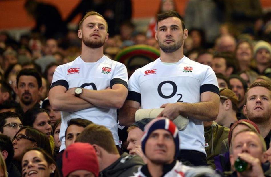 England supporters watch the All Blacks-England test  at  Forsyth Barr Stadium on Saturday night.