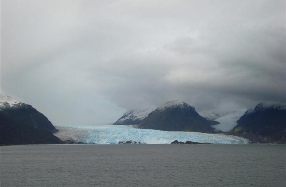 Amalia Glacier stretches 4km across our bow.