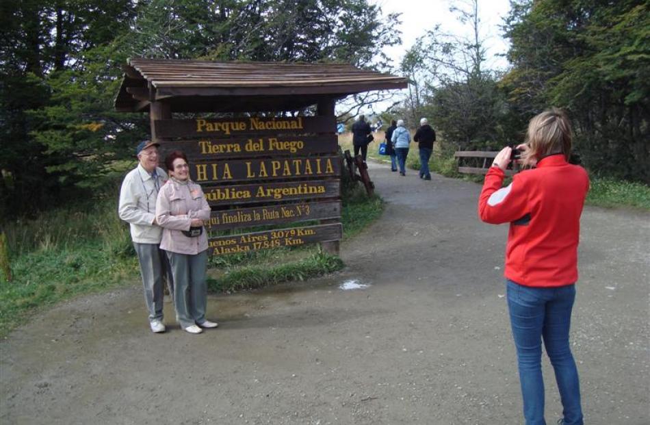 Everybody has their picture taken at the end of the Panamerican Highway in Tierra del Fuego...