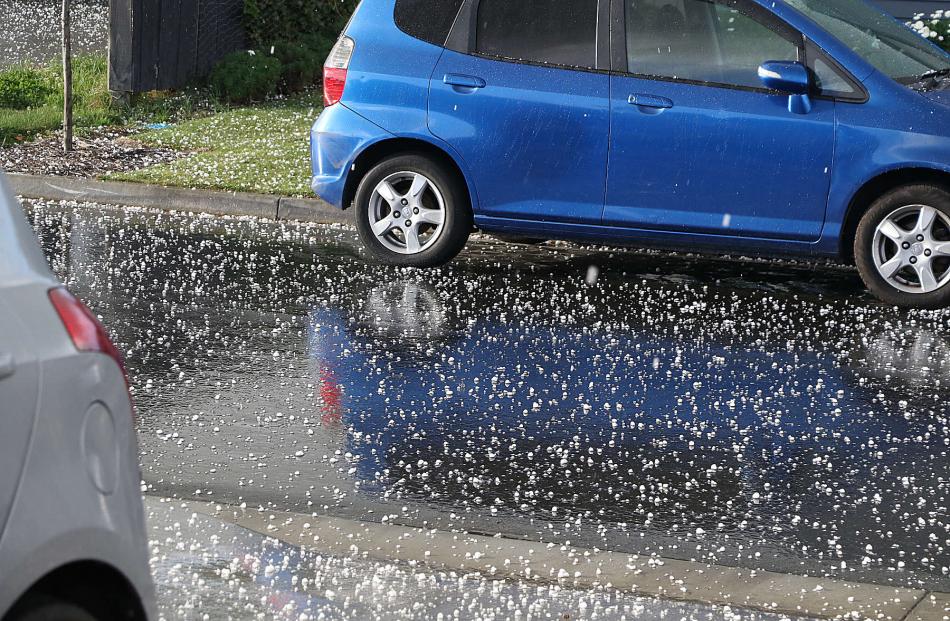 Hail fell in Woodend in the Waimakariri District. PHOTOS: JOHN COSGROVE