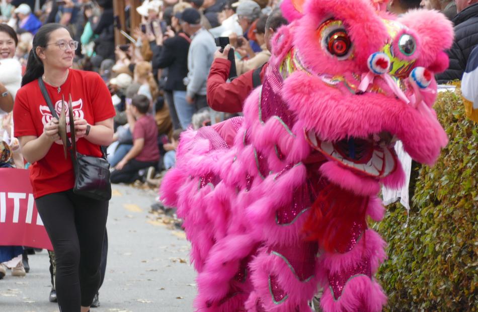 A Chinese dragon participates in Saturday’s street parade.