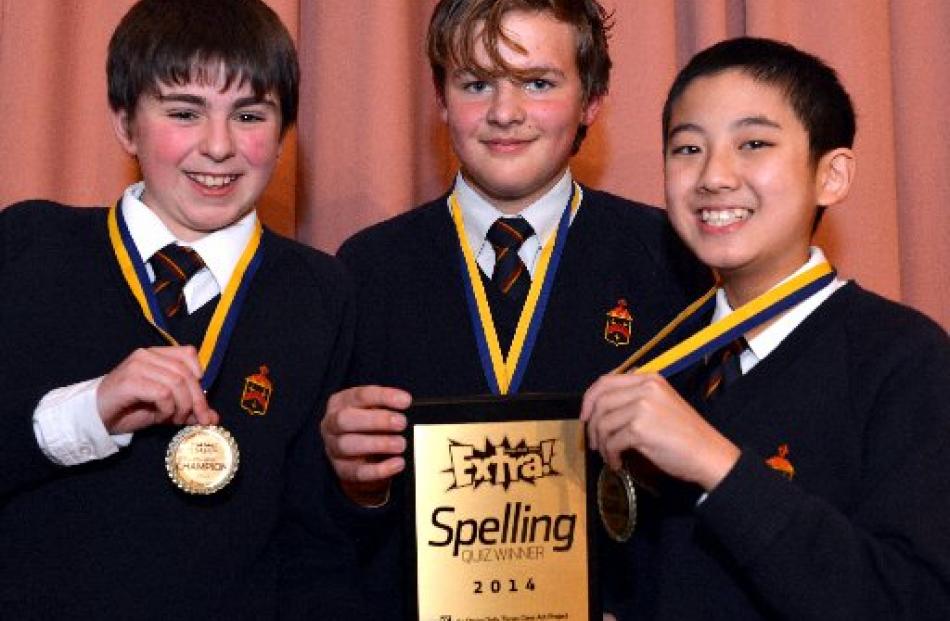 Alex Leckie-Zaharic (13), Jaiden Tucker (13) and Boen Deng (12), of John McGlashan College 1...