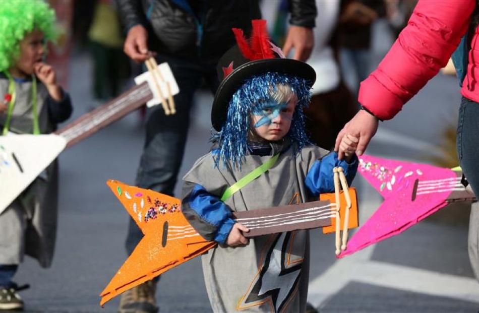 Oliver Clarke (3), of Queenstown, in the Winter Festival  parade. Photos by Craig Baxter.