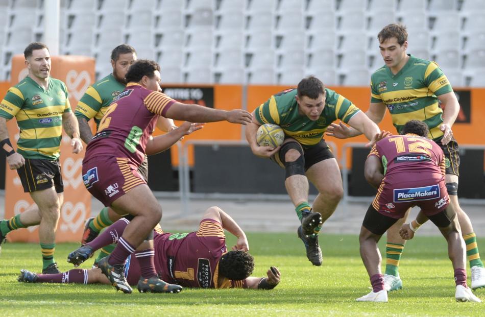 Action from today's premier club rugby match between Green Island and Alhambra-Union at Forsyth...