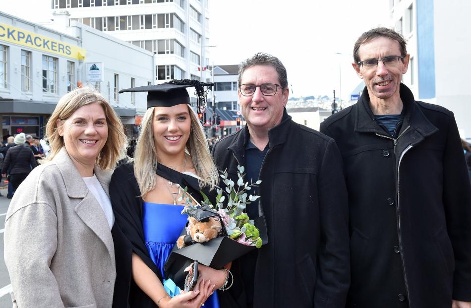 Graduand Charlotte Lewis (bachelor of applied science), with mother Nicky Lewis, father Roger...