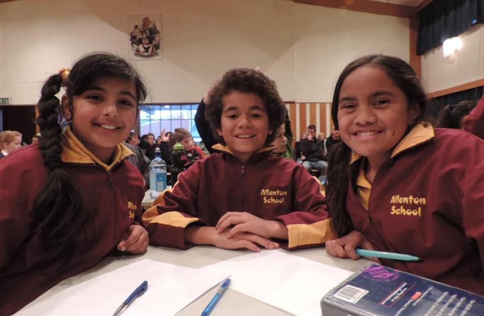 Allenton School pupils (from left)  Samantha Hood (10), Thomas Patterson (10) and Rangaikore...