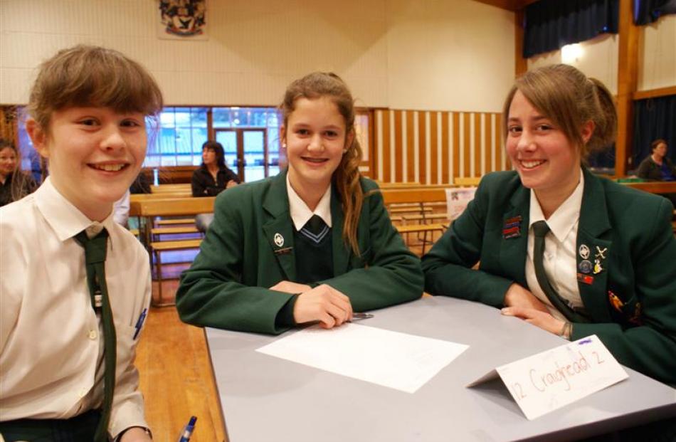Craighead Diocesan School pupils (from left) Catriona Macgregor (12), Georgia Dobbs (14) and...