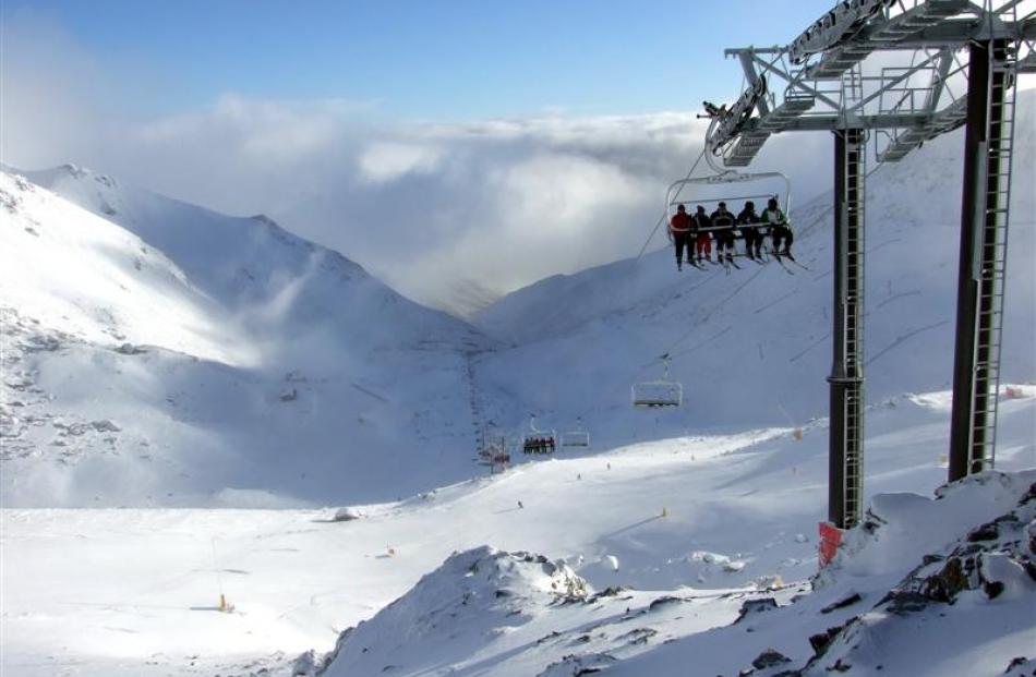 The Remarkables ski area's new six-seater, 1.2km Curvey Basin chairlift began operating at 9.30am...