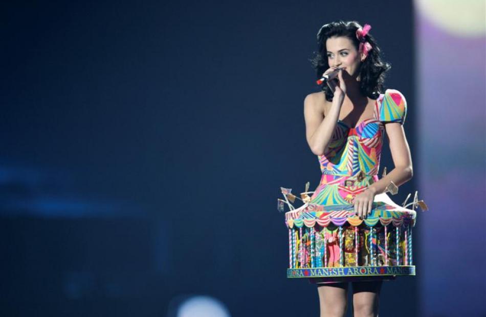 US singer Katy Perry onstage at the 2008 European MTV Awards. Photo Joel Ryan/AP.