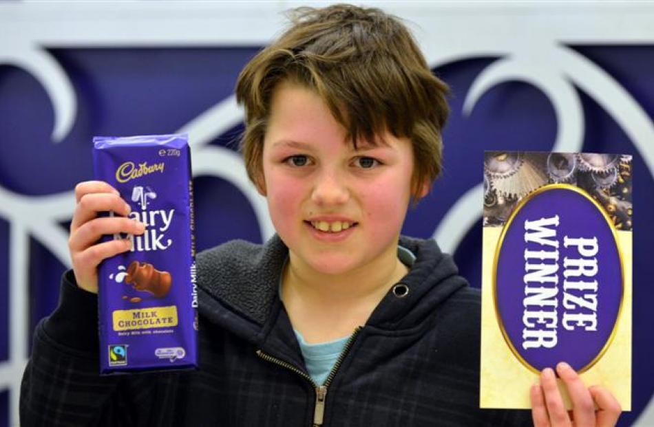 Dylan Lilley (11), of Dunedin,  took home some chocolate prizes.