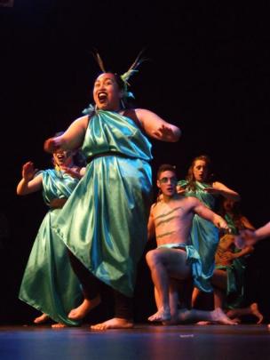 Wakatipu High School pupil Candace Carroll  (15) leads the performance of the Te Iti o Tahuna...
