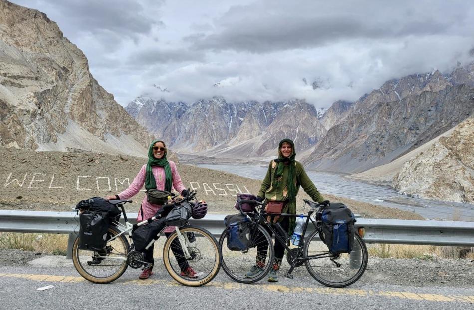 Isobel Ewing (left) and Georgia Merton encountered some stunning scenery during their cycle tour...