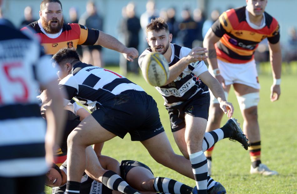 Southern halfback Wilson Driver fires out a pass at Bathgate Park. PHOTO: GERARD O’BRIEN