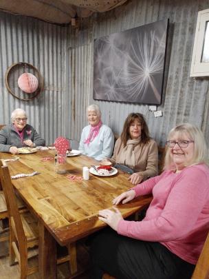 Gathering for a good cause are (from left) Sylvena O’Connell, Noelene Clarke, Kim Greenfield and...