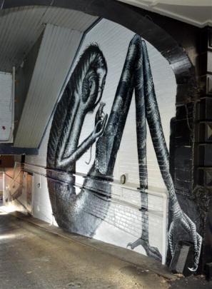 A piece by Phlegm in Moray Pl, Dunedin.