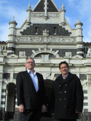 Dunedin World War 100 commemorations committee members Roger McElwain (left) and Prof John...
