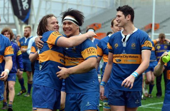 Taieri players (from left) Michael Collins, Shannon Young, Aki Seiuli, Mike McKee and Kurt Hammer...