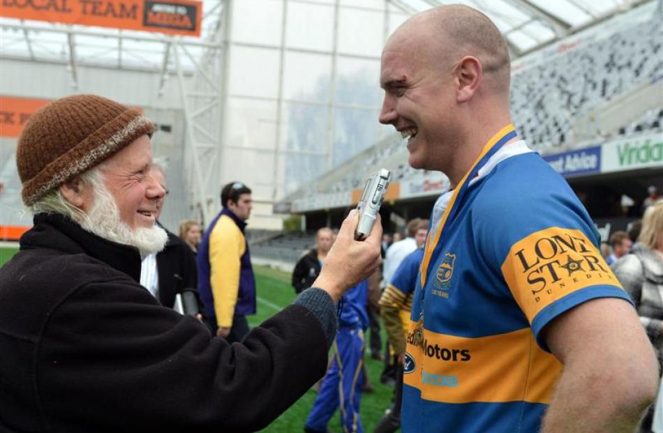 Interviewing victorious Taieri captain Charlie O'Connell after the Dunedin premier club rugby...