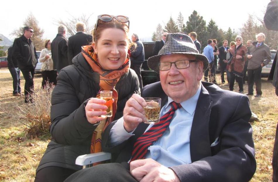 Sarah Fenton, of Sydney, and her father Jim Fenton (84), of Invercargill, toast their late uncle...