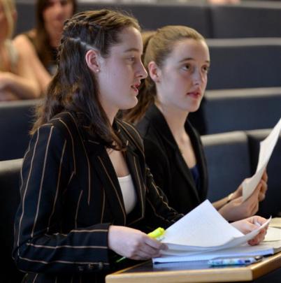 Columba College pupils, identical twins Ella (left) and Holly Barclay. Photos by Gerard O'Brien.