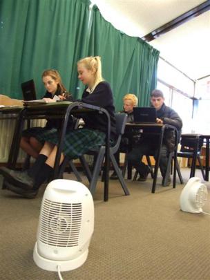 Year 9 pupils (from left) Claudia Patton (14), Laurel Williams (13), Bob Wardill  (13) and Ethan...