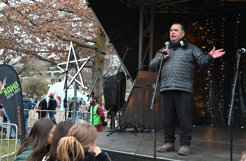 MC Paul Tamati standing in front of the stage. 