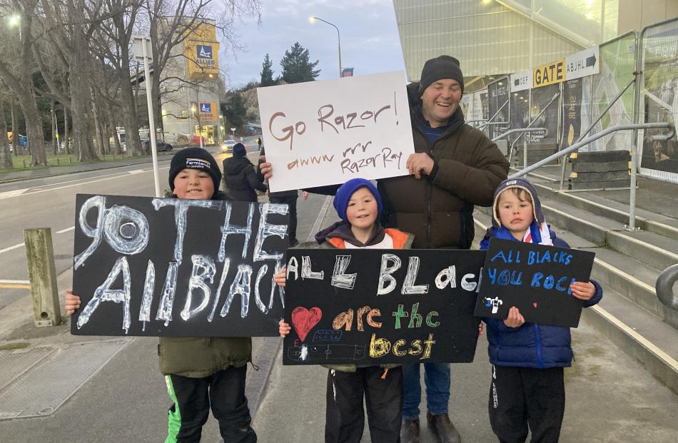 All Blacks fans show their support outside Forsyth Barr Stadium. PHOTO: STEPHEN JAQUIERY
