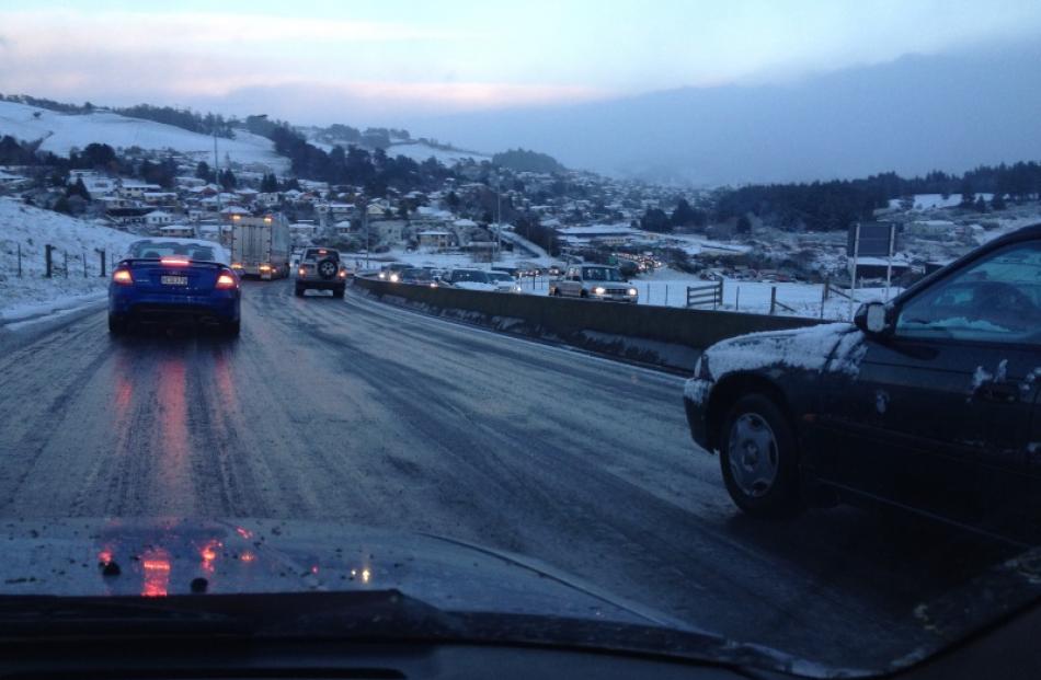 Motorists carefully negotiate icy roads. Reader photo by Allan Clark