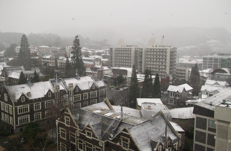 The view from the University of Otago's Faculty of Law on the 9th floor of the Richardson...