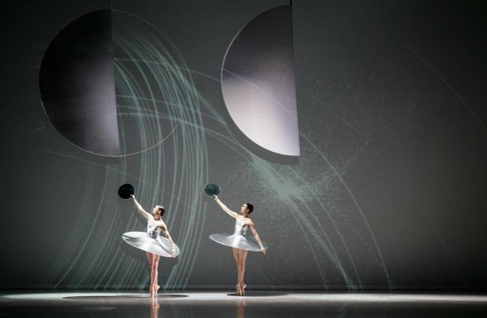 Royal New Zealand Ballet dancers Abigail Boyle (left) and Laura Jones in Satellites. Photo by...