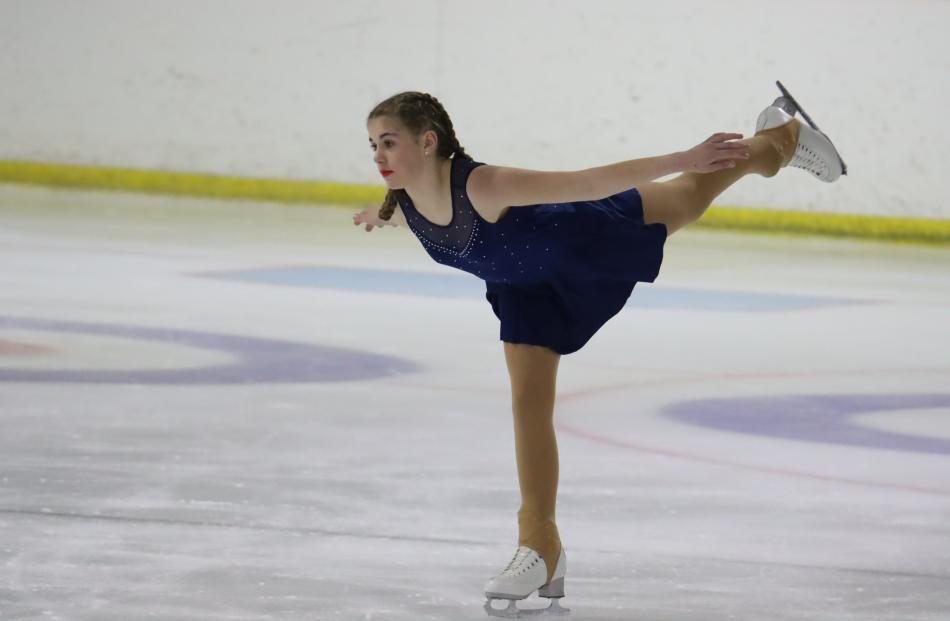 Shanae Taylor, 12, of Gore, looks poised as she glides across the ice in the Kiwiskate girls event.